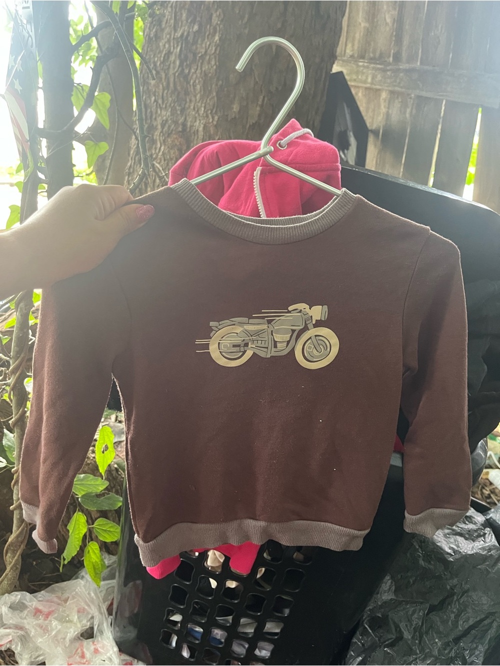 Kids Brown Motorcycle Graphic Sweatshirt